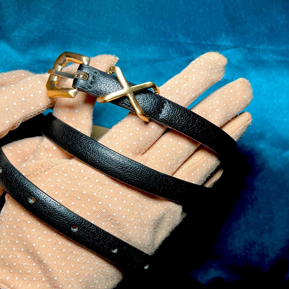 Elegant Black Belt with Gold Buckle